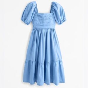 Abercrombie Emerson Linen-Blend Puff Sleeve Midi Dress